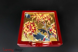 Set of 4 chrysanthemum coasters with box